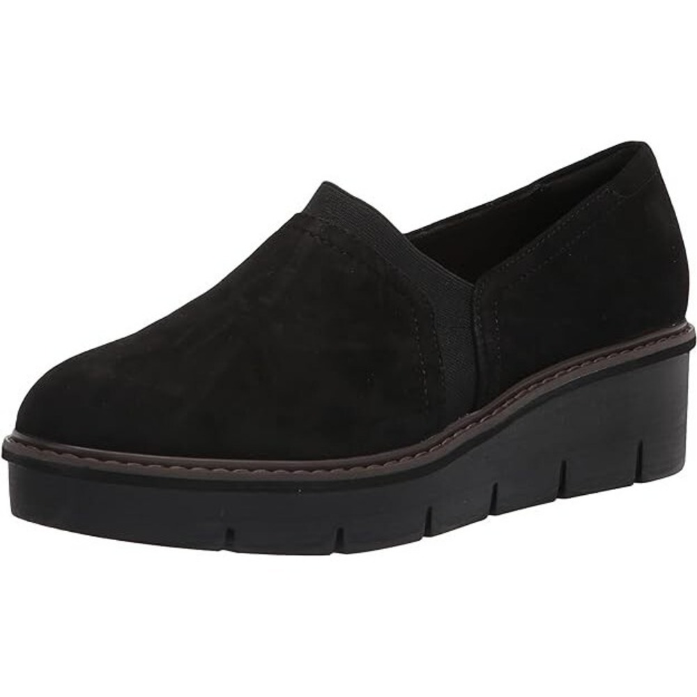 Clarks Airabell Mid‎ Black Suede Wedges Leather Closed Toe NEW Size 10 N